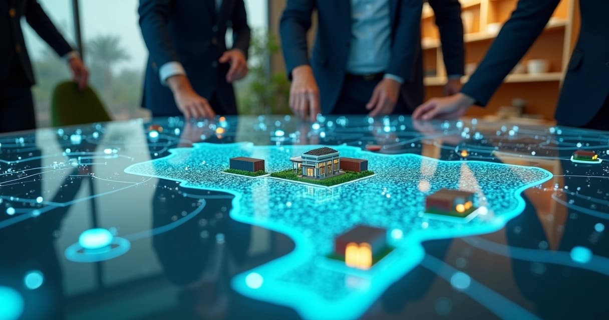 Ilustração realista de cadeia de suprimentos integrada sobre mapa do Brasil